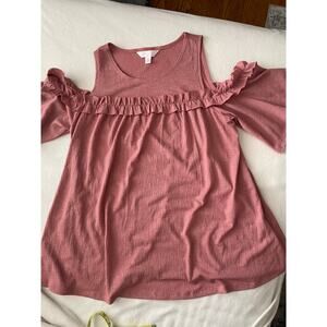 Lauren Conrad Mauve Ruffle Short Sleeve top Sm Cottagecore. Minimalist  Babydoll